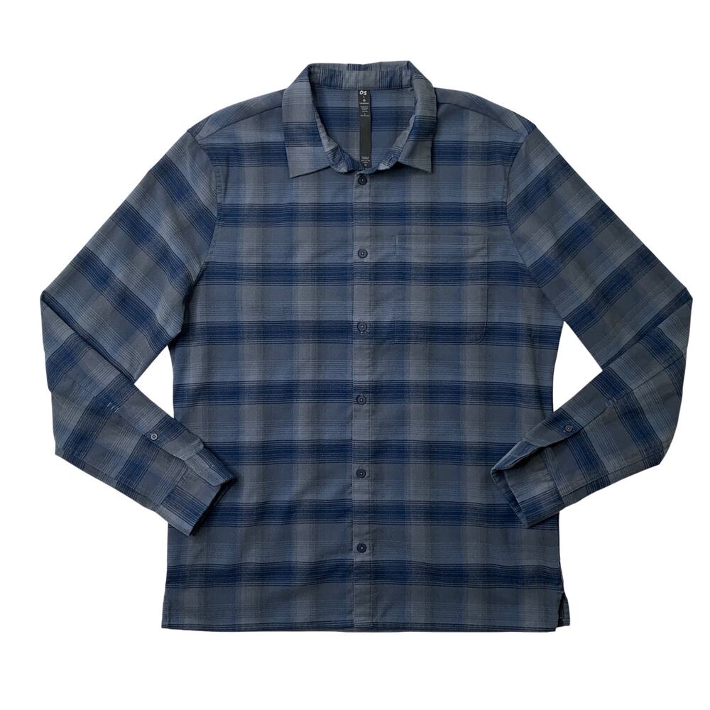 Lululemon Shirt Men L Large Gray Plaid Masons Peak Flannel Button Up Long Sleeve